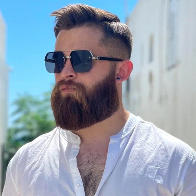 Outdoor Sport Glasses - Men's Metal Sunglasses Square Half Frame