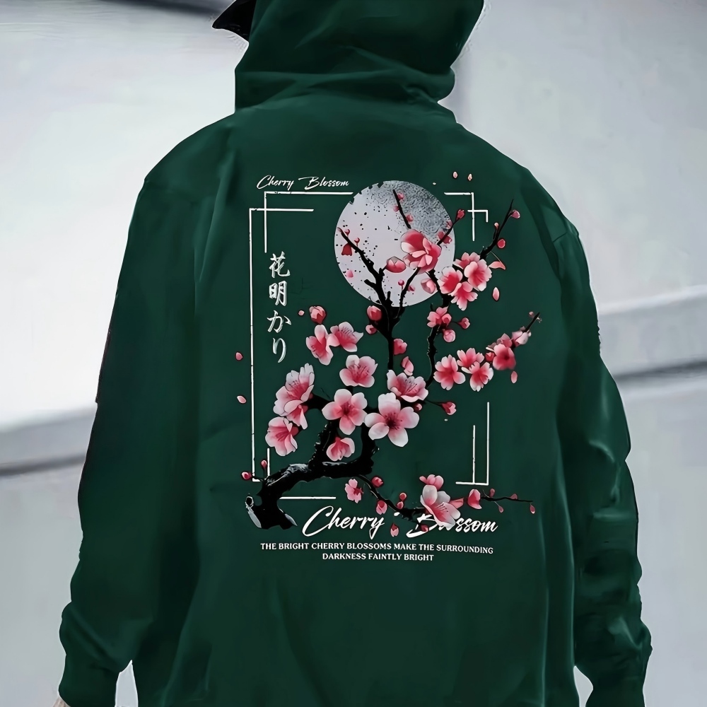 Cherry Blossom Moon Men Women  - Outdoor Sport Hoodie ulasan dan harga