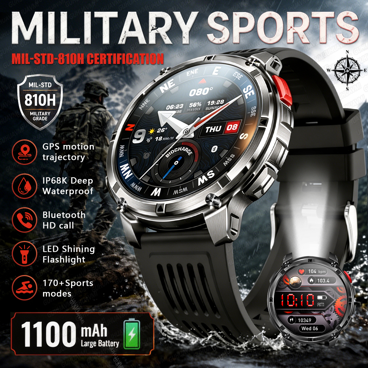 New Military Smart Watch Men C - Definition Of Outdoor Sport ulasan dan harga