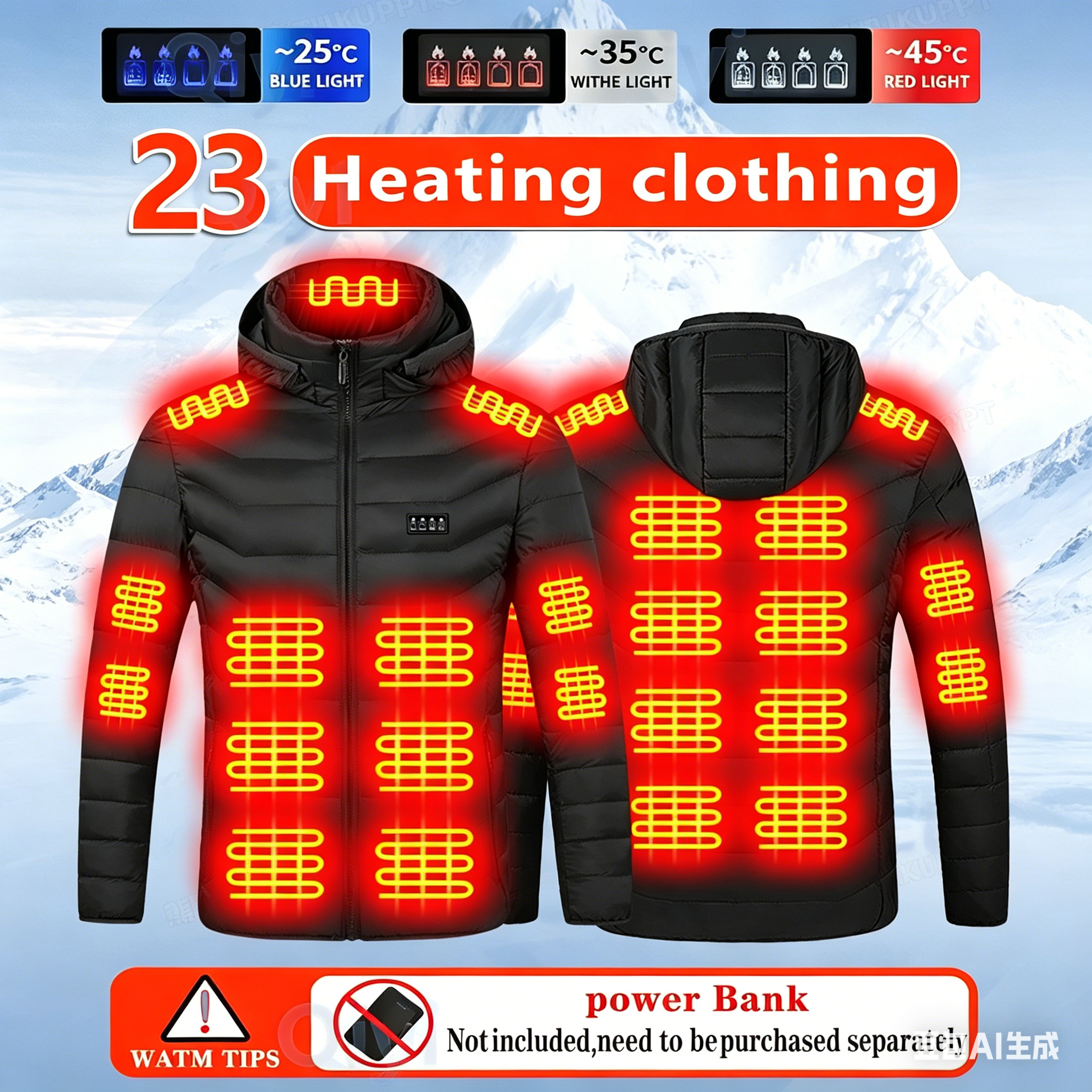 23 Areas Heating Jacket, Polye - Outdoor Sport Coat ulasan dan harga