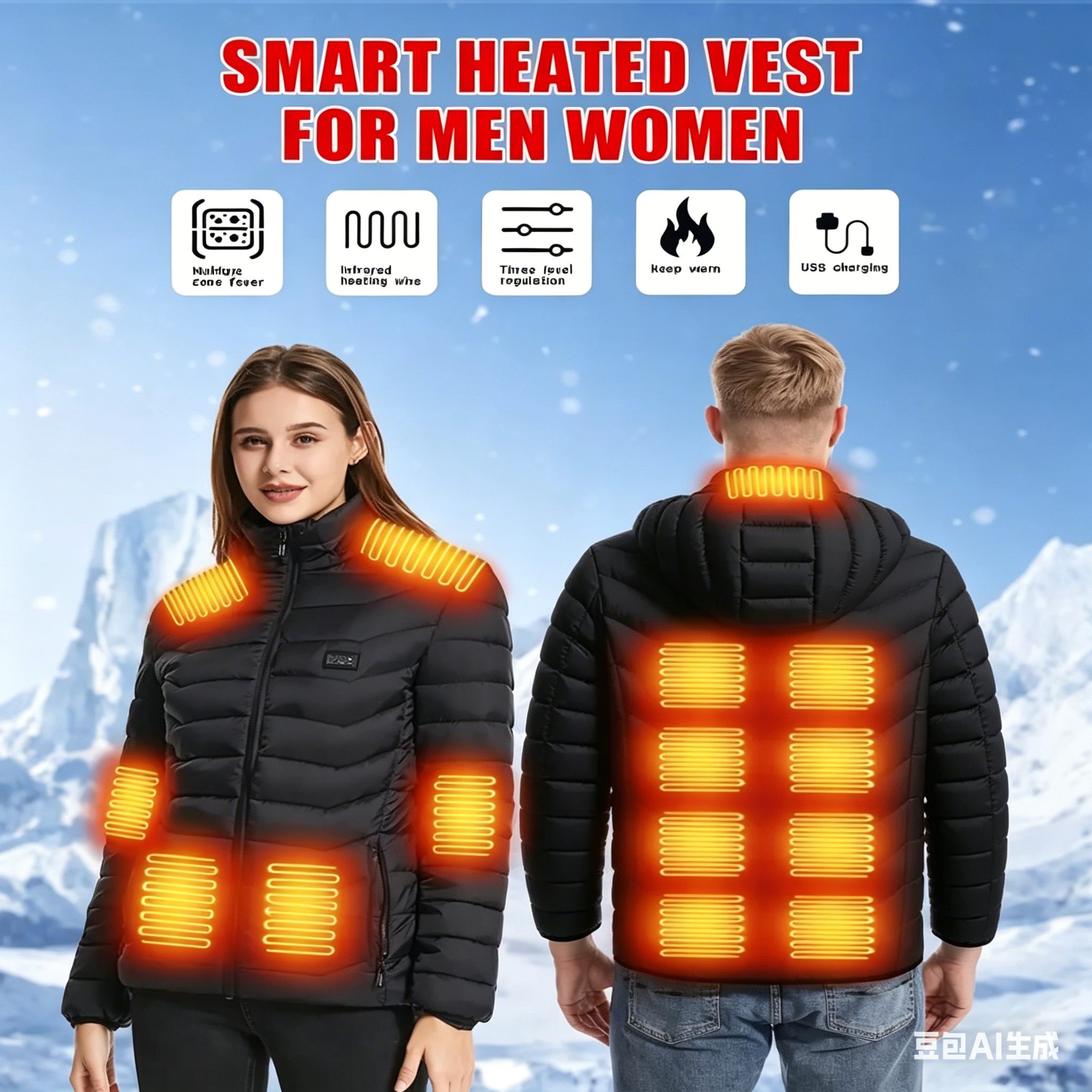 23 Areas Heating Jacket, Polye - Outdoor Sport Coat ulasan dan harga
