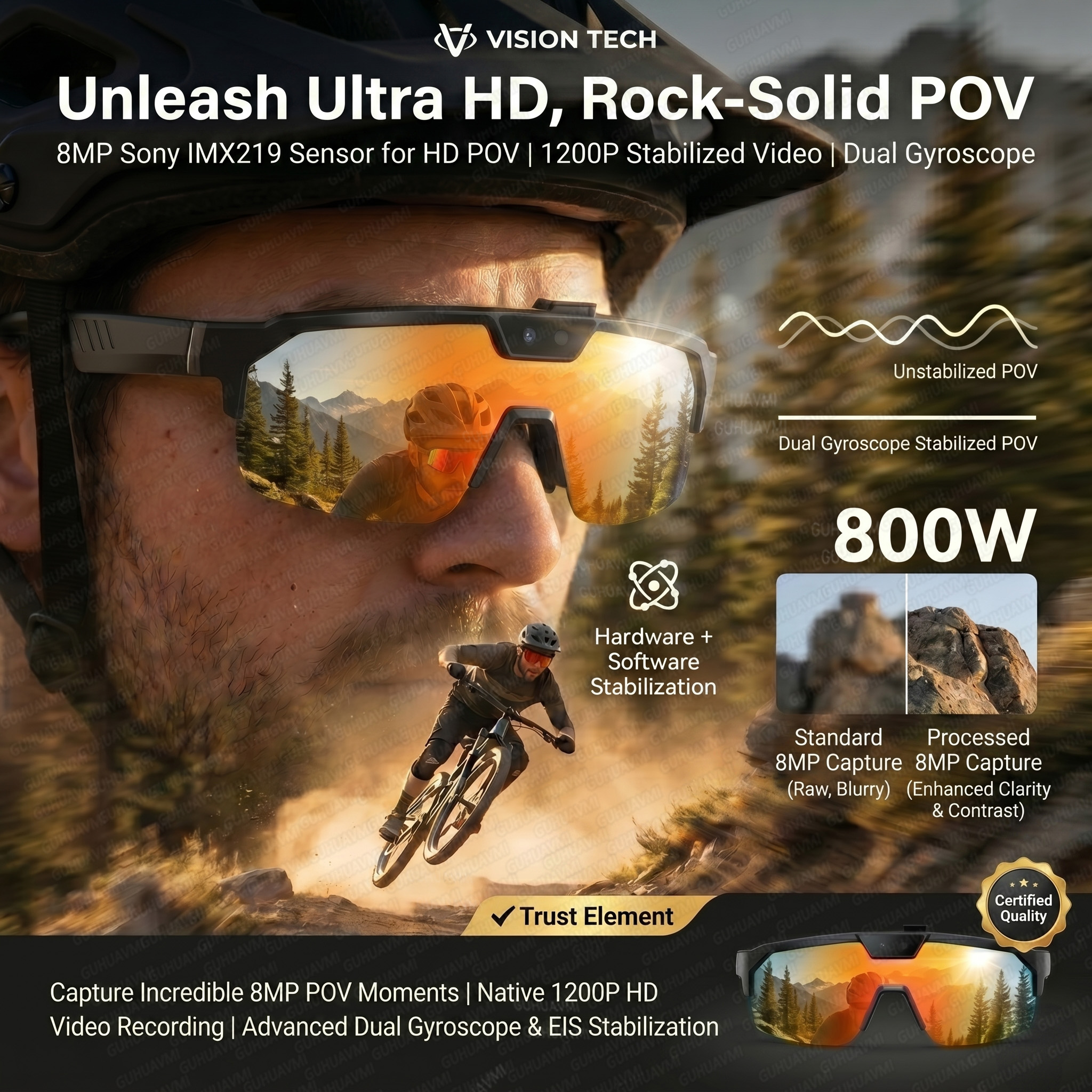 Smart Glasses with 4K HD Anti- - Outdoor Sport Camera ulasan dan harga